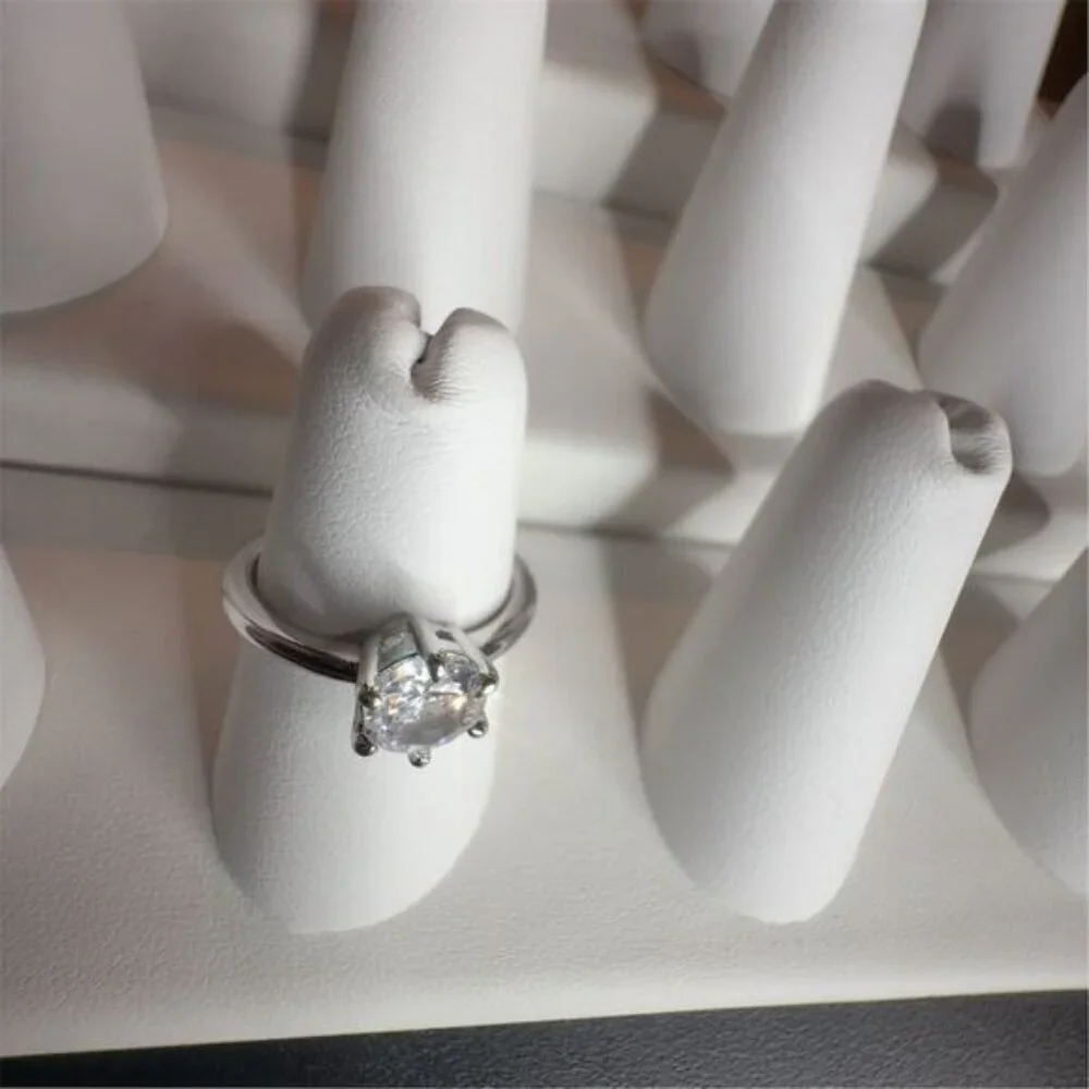 Fashion Jewelry  1 CT CZ Silver Plated Solitaire Engagement Ring Size 6